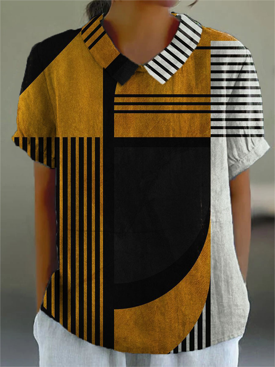 Women's Artistic Geometric Lines Print Casual Shirt
