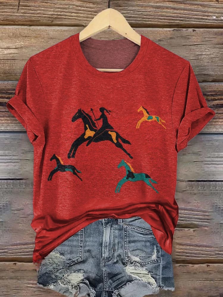 🔥Global best-selling🔥Classic Horse Art Print Casual T-Shirt