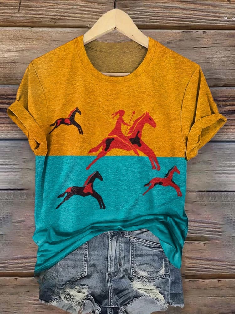 🔥Global best-selling🔥Classic Horse Art Print Casual T-Shirt