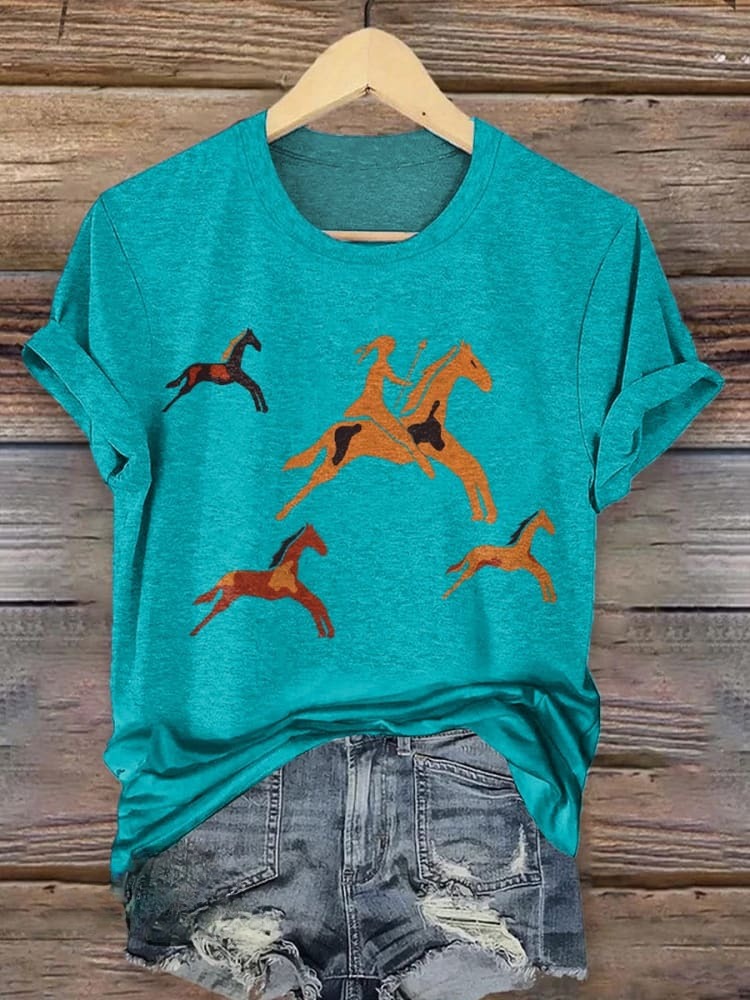 🔥Global best-selling🔥Classic Horse Art Print Casual T-Shirt