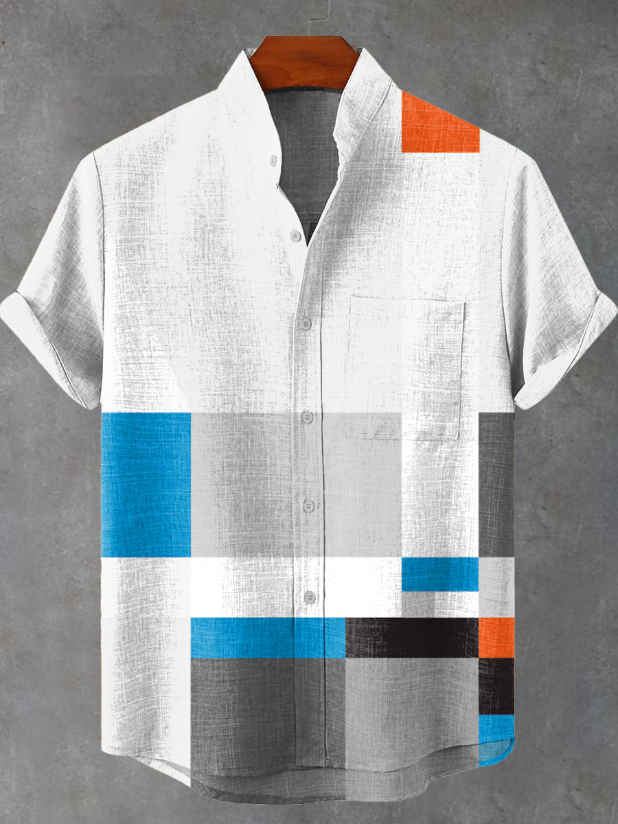 Geometric Color Block Decorative Pattern Casual Shirt