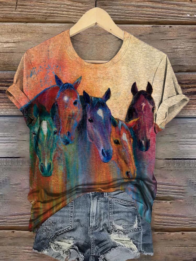 Color Horse Print T-shirt