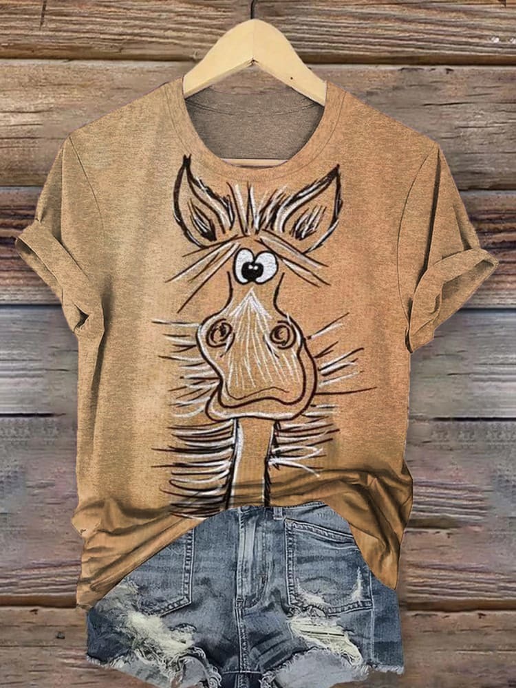 Funny Donkey Print Casual T-shirt