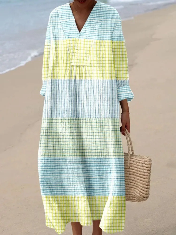 Women's Vintage Abstract Geometric Lines Art Print Dress