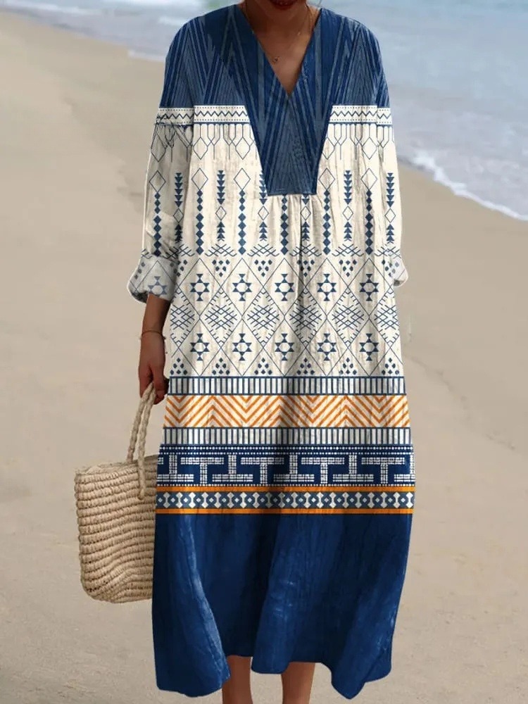 Women's Retro Pattern Art Print Dress