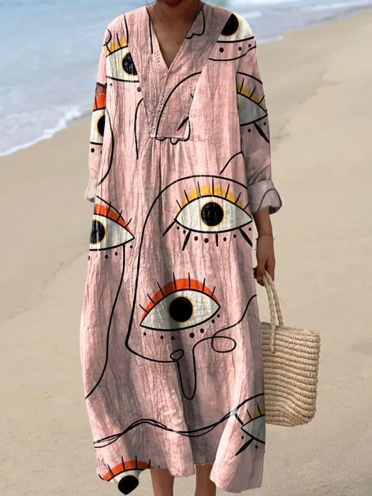 Women's Abstract Colorful Eye Art Print Dress