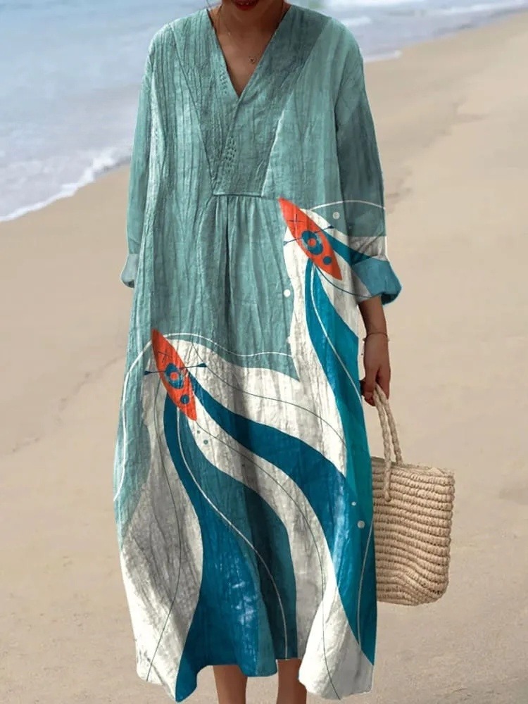 Women's Abstract Cool Nautical Art Print Dress