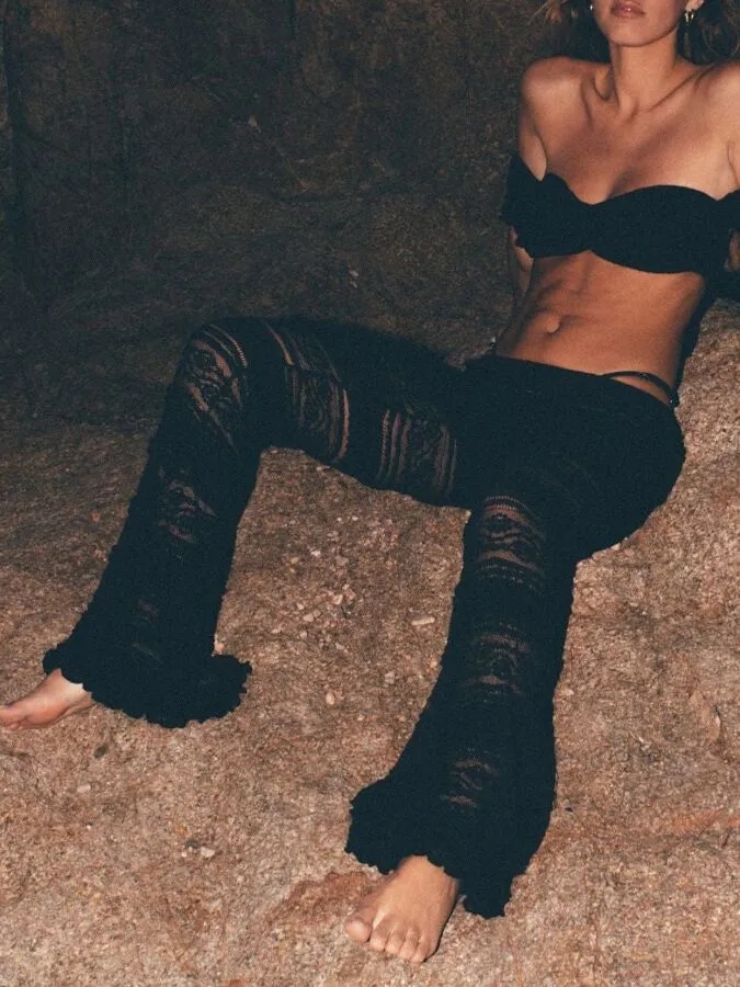 Black Scribble Bikini One Piece Swimsuits and Pants