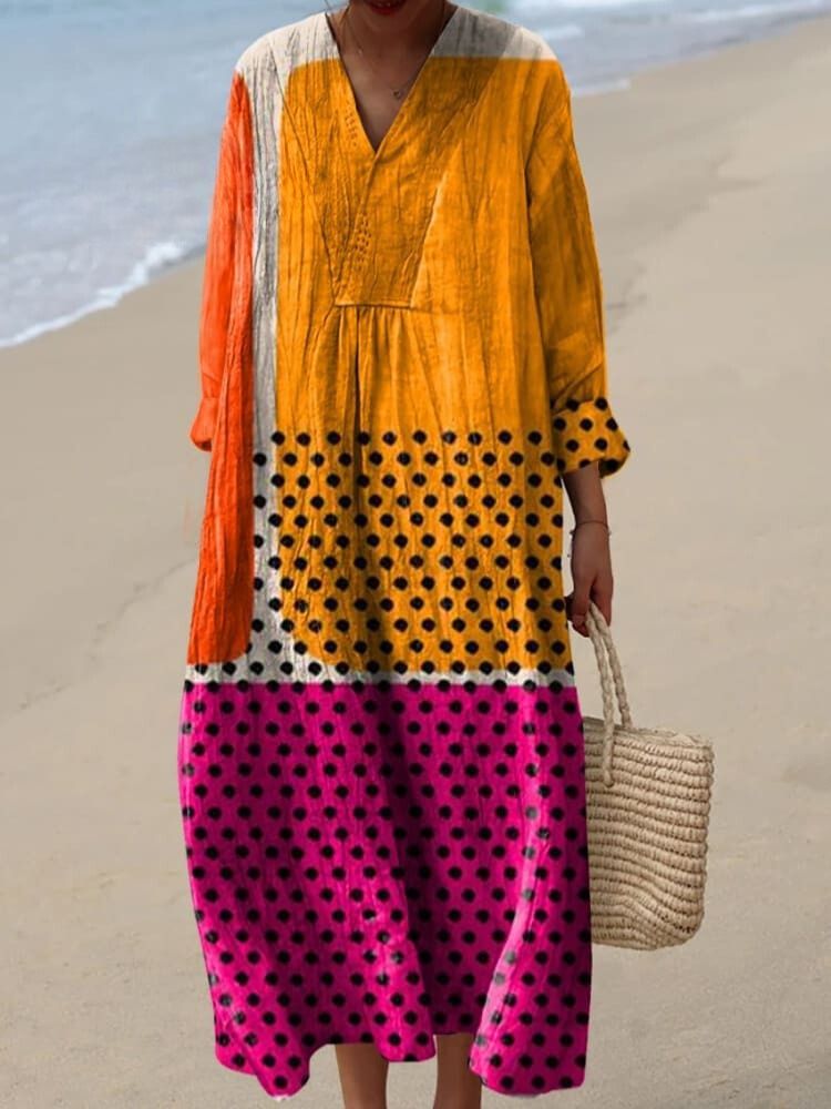 Women's Irregular Geometric Art Print Dress