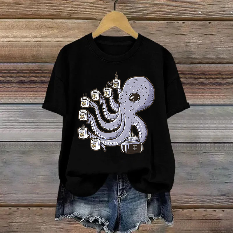 Cotton Octopus Printed T-shirt