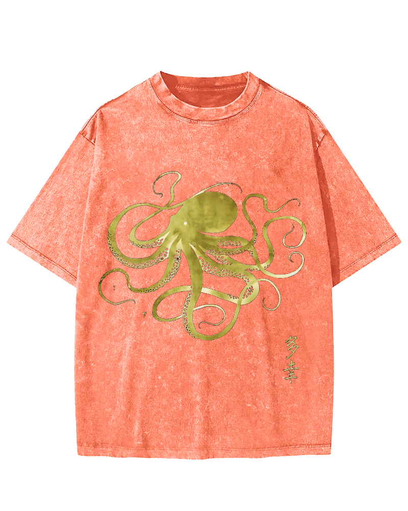 Japanese Octopus Vintage Washed T-shirt
