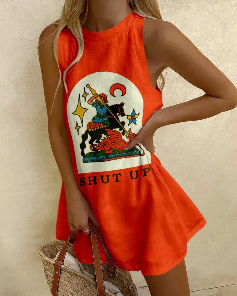Shut-Up Printed Sleeveless Dress