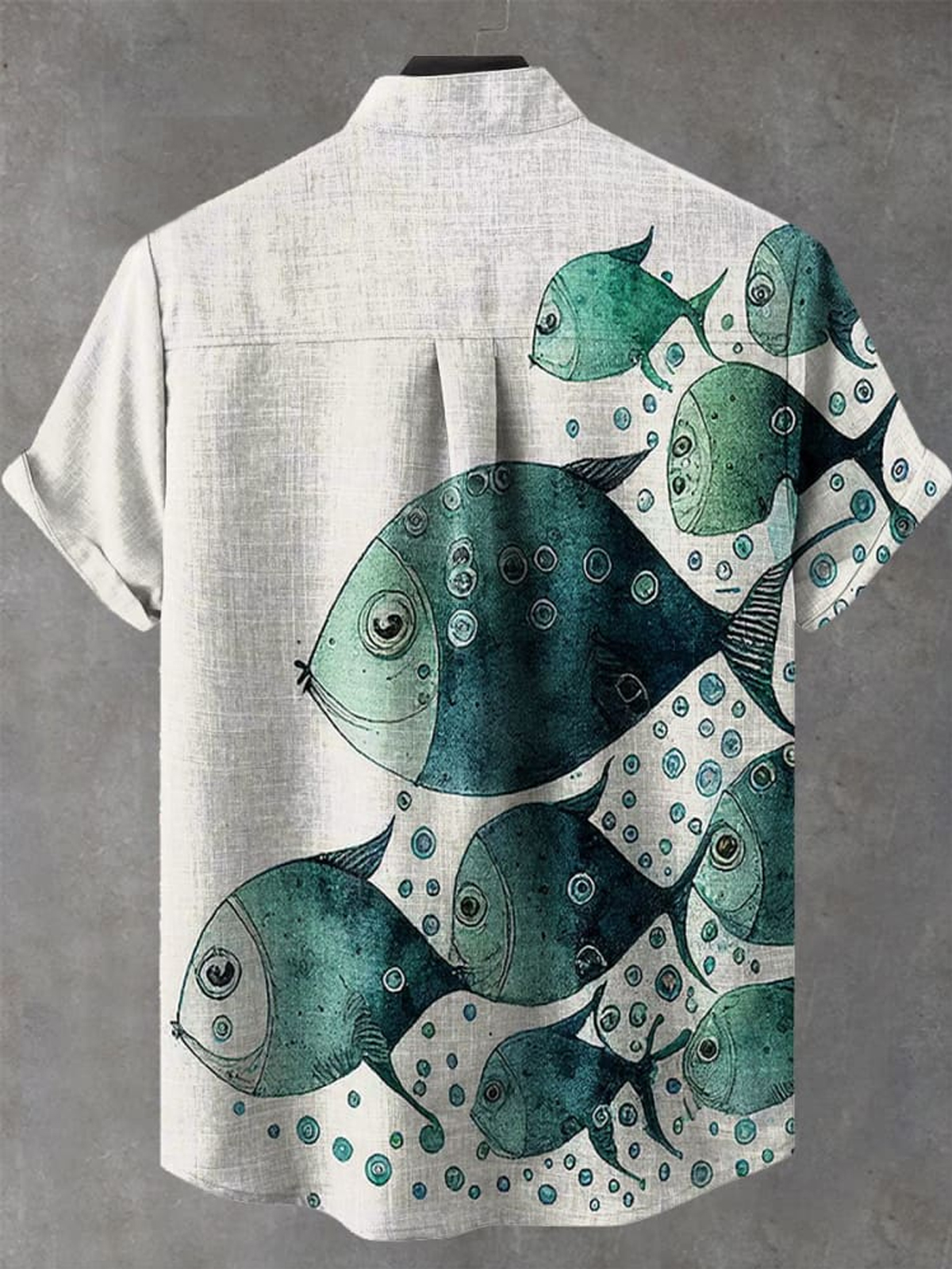 Vintage Fish Art Print Casual 100% Cotton Shirt