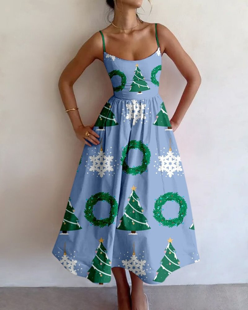 Christmas Atmosphere Printed Dress