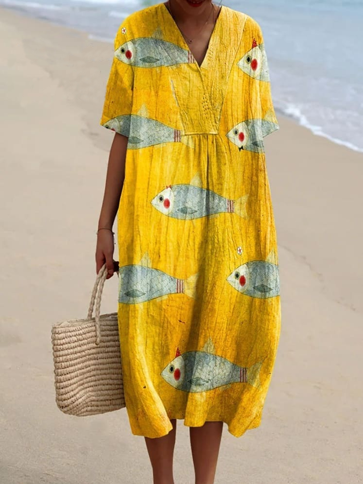 Vintage Fish Sardines Art Print Buttoned Cardigan Sweater