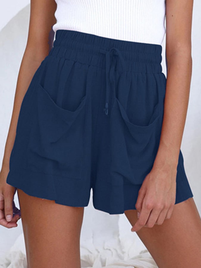 Drawstring All-match Wide-leg Casual Shorts