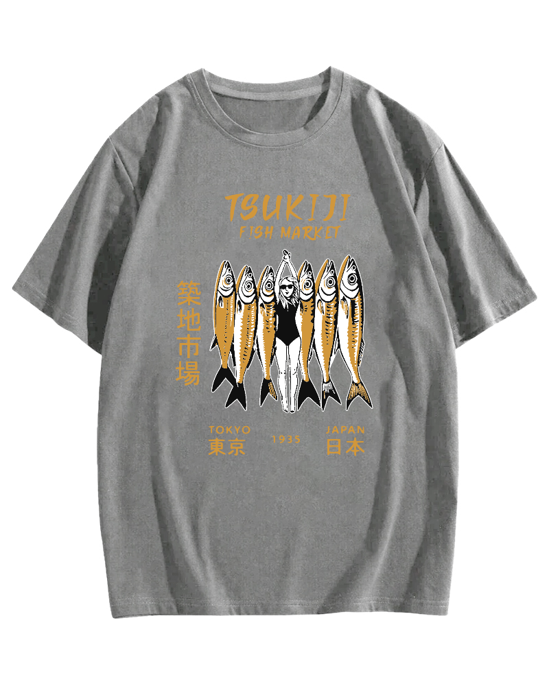 Tokyo Seafood Tsukiji Market Cotton casual T-shirt