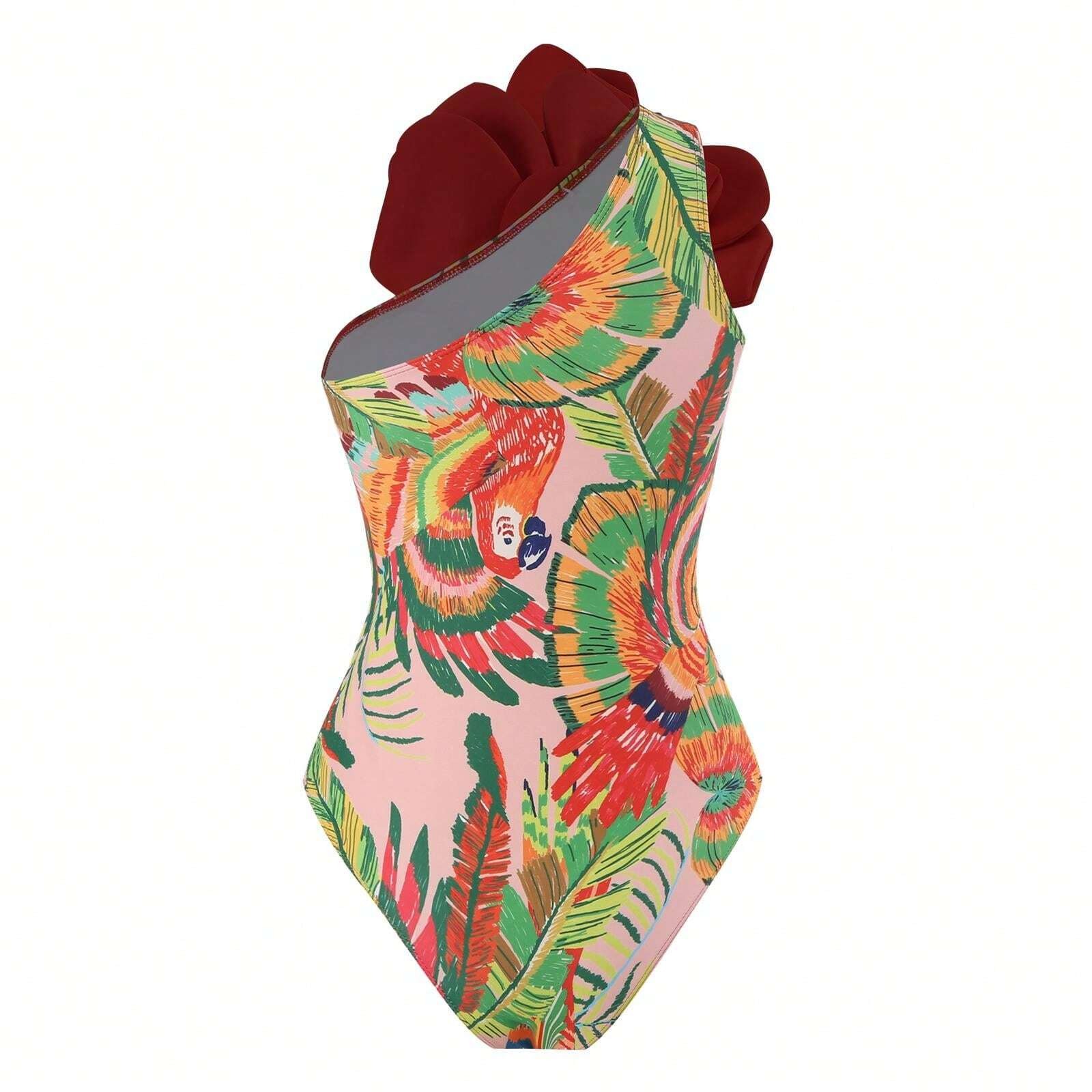 Floral Pattern Tight-Fitting And Slimming One Piece Swimsuit