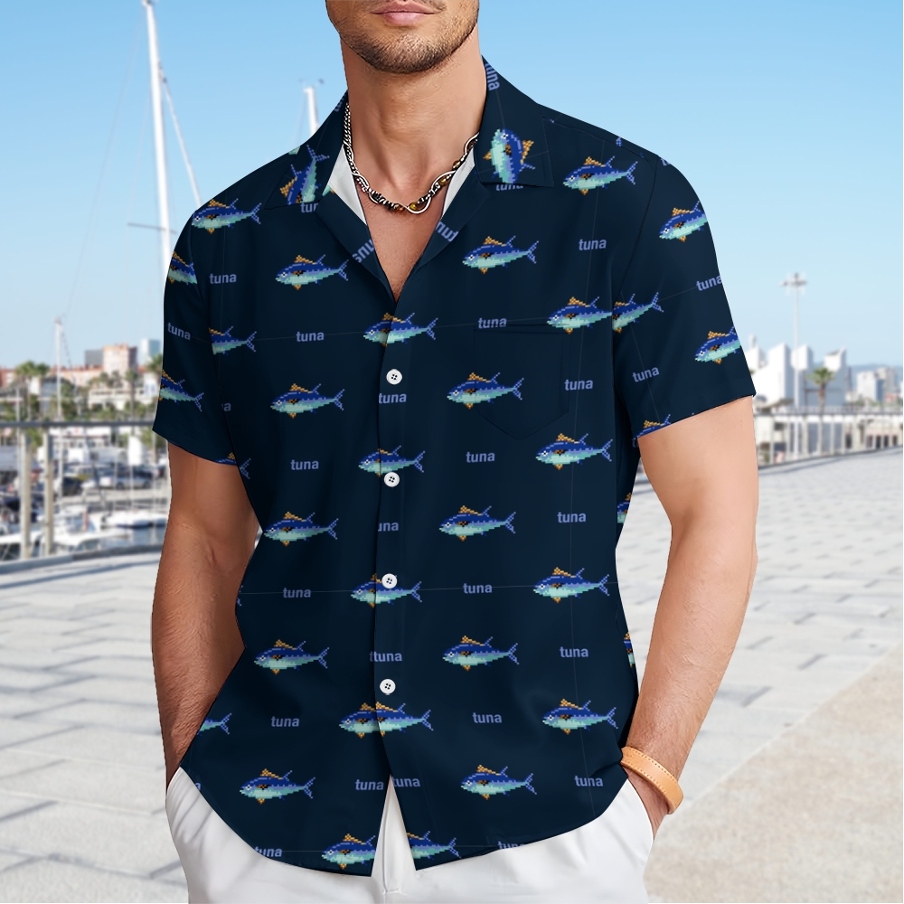 Men's Tuna Hawaiian Casual Short Sleeve Shirt