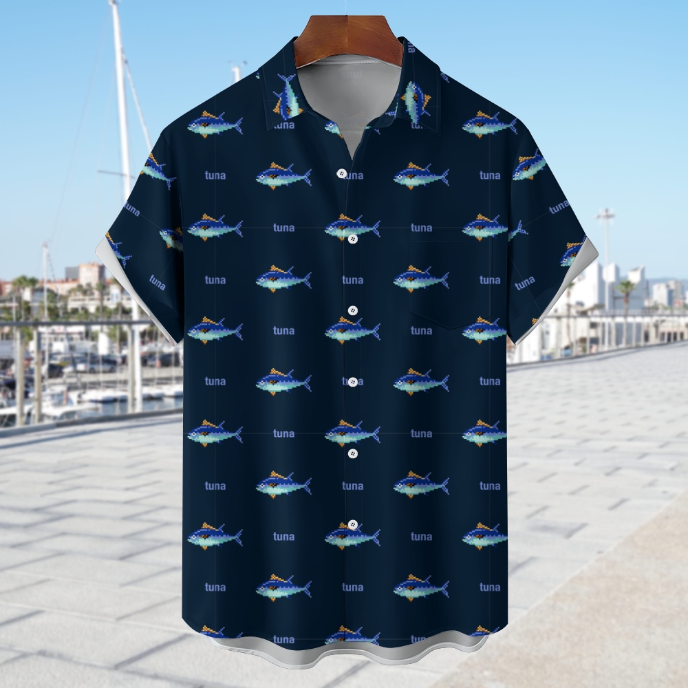 Men's Tuna Hawaiian Casual Short Sleeve Shirt