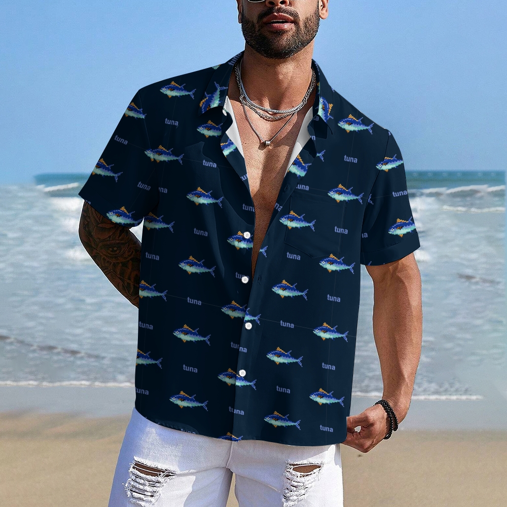 Men's Tuna Hawaiian Casual Short Sleeve Shirt
