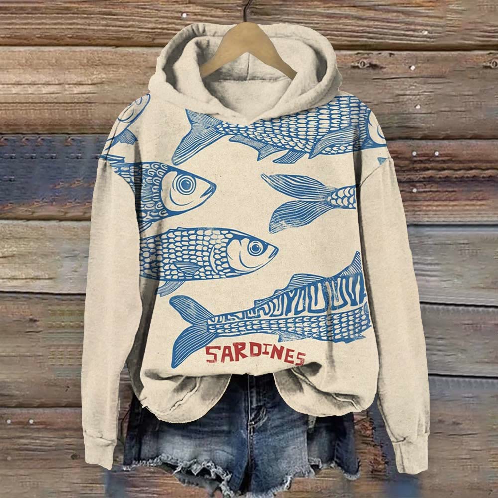 Japanese Style Cute SARDINES Art Print Women's Hoodie