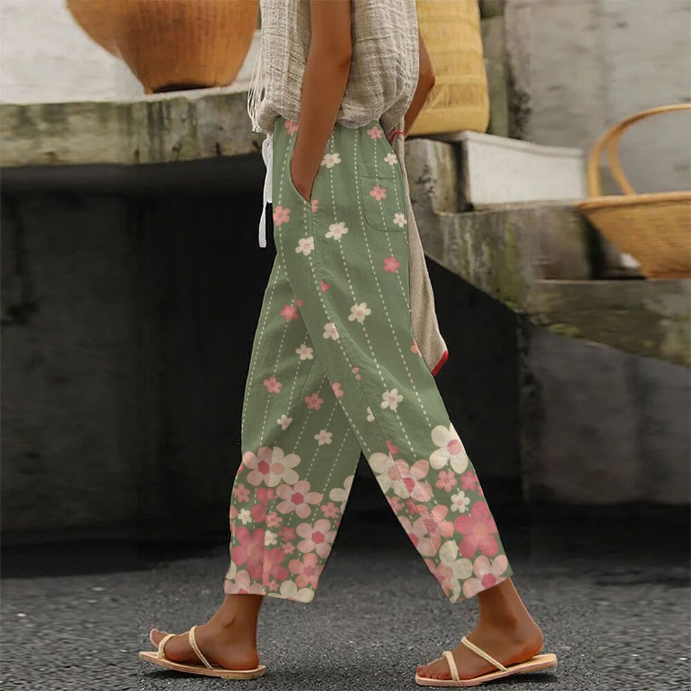 Women's Floral Printed   Casual Pants