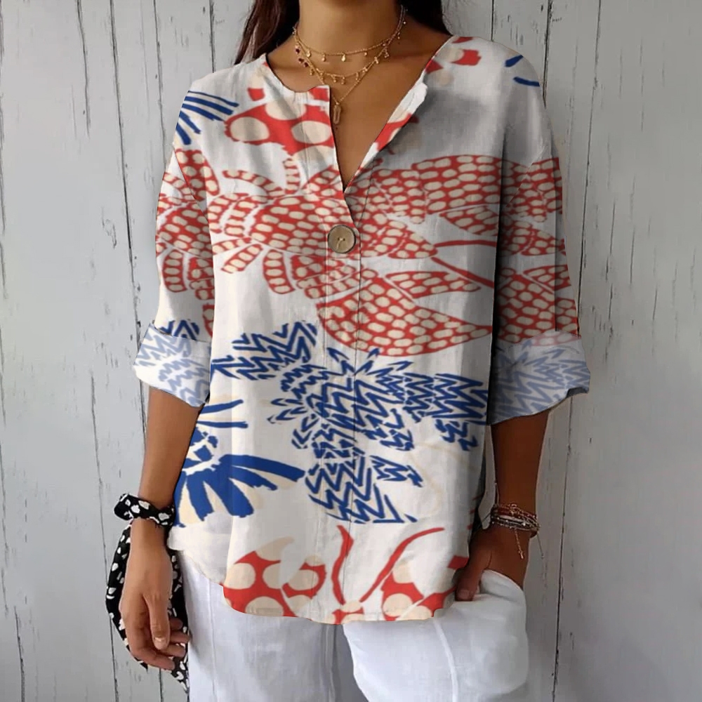 Women's Lobster Casual Cotton Linen Shirt