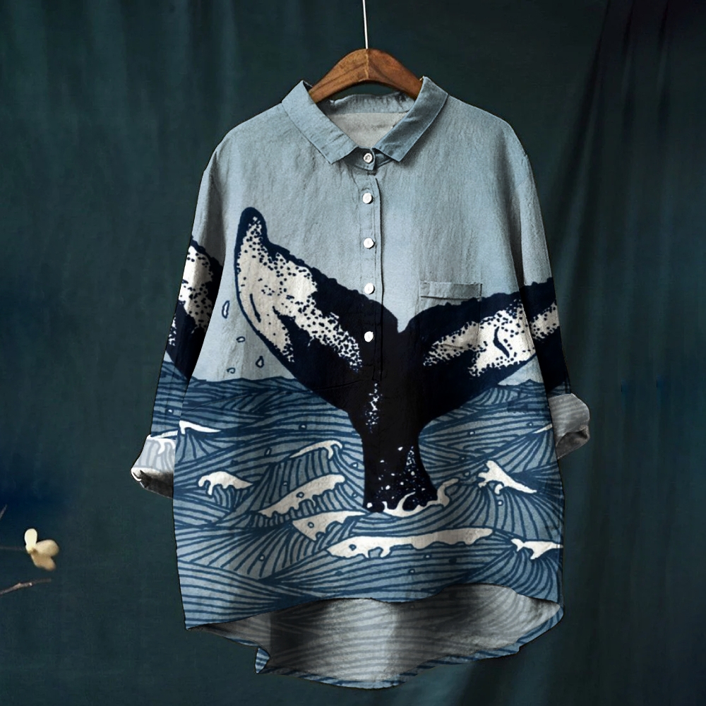 Women's Print Casual Linen Shirt 2407003886