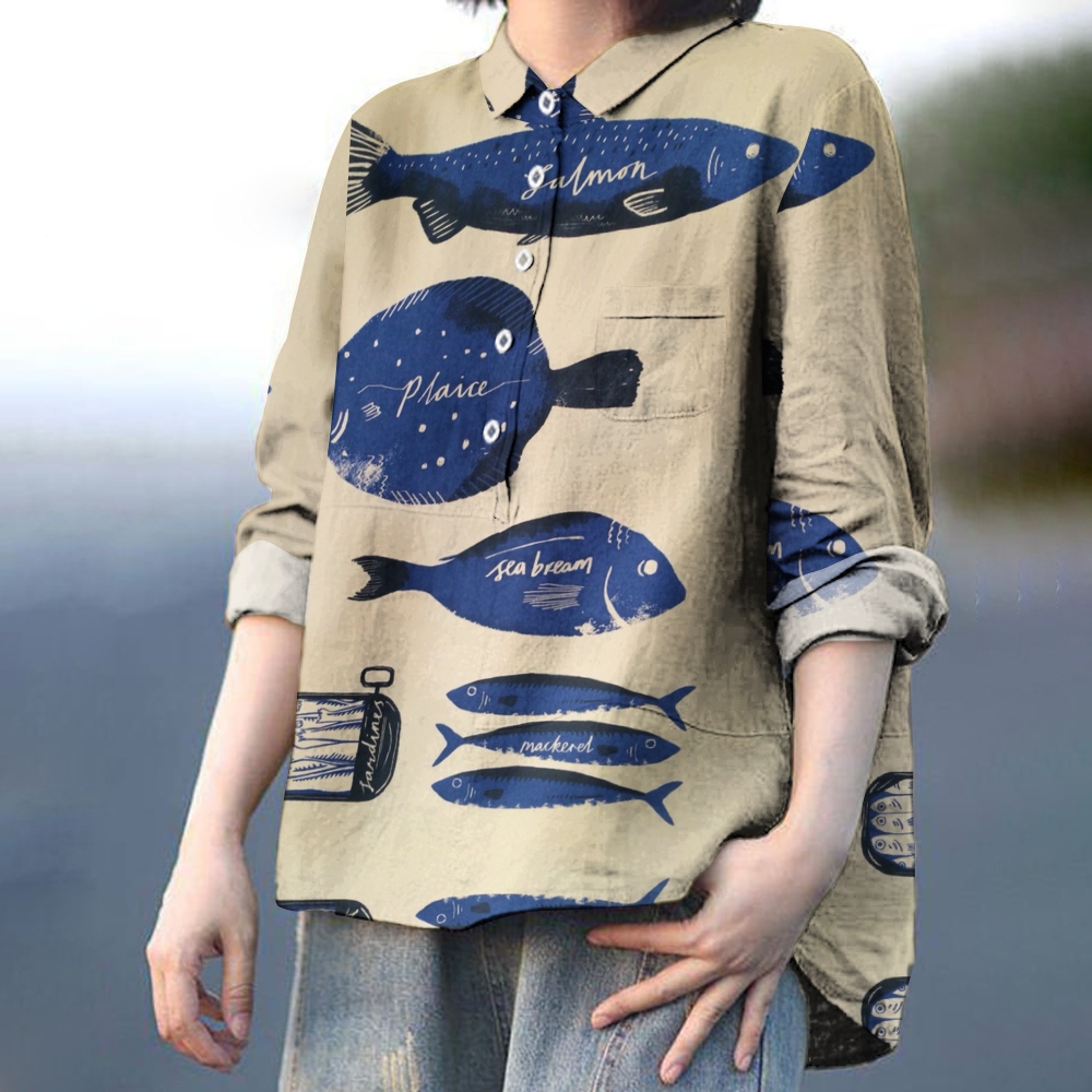 Women's Fish Art Print Casual Shirt