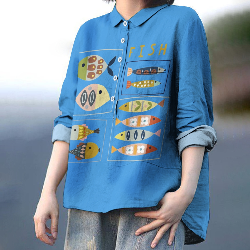 Women's Fish Print Casual Shirt