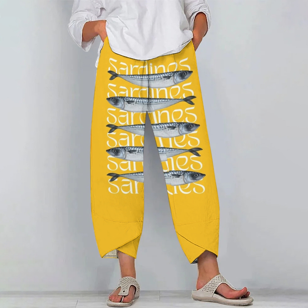 Women's Casual Sardines Printed Pants
