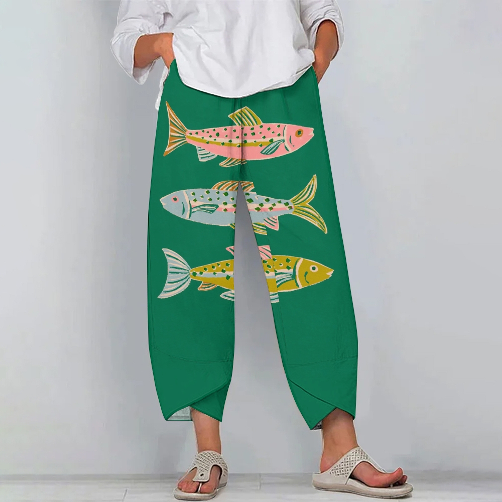 Women's Casual Colorful Fish Printed Pants