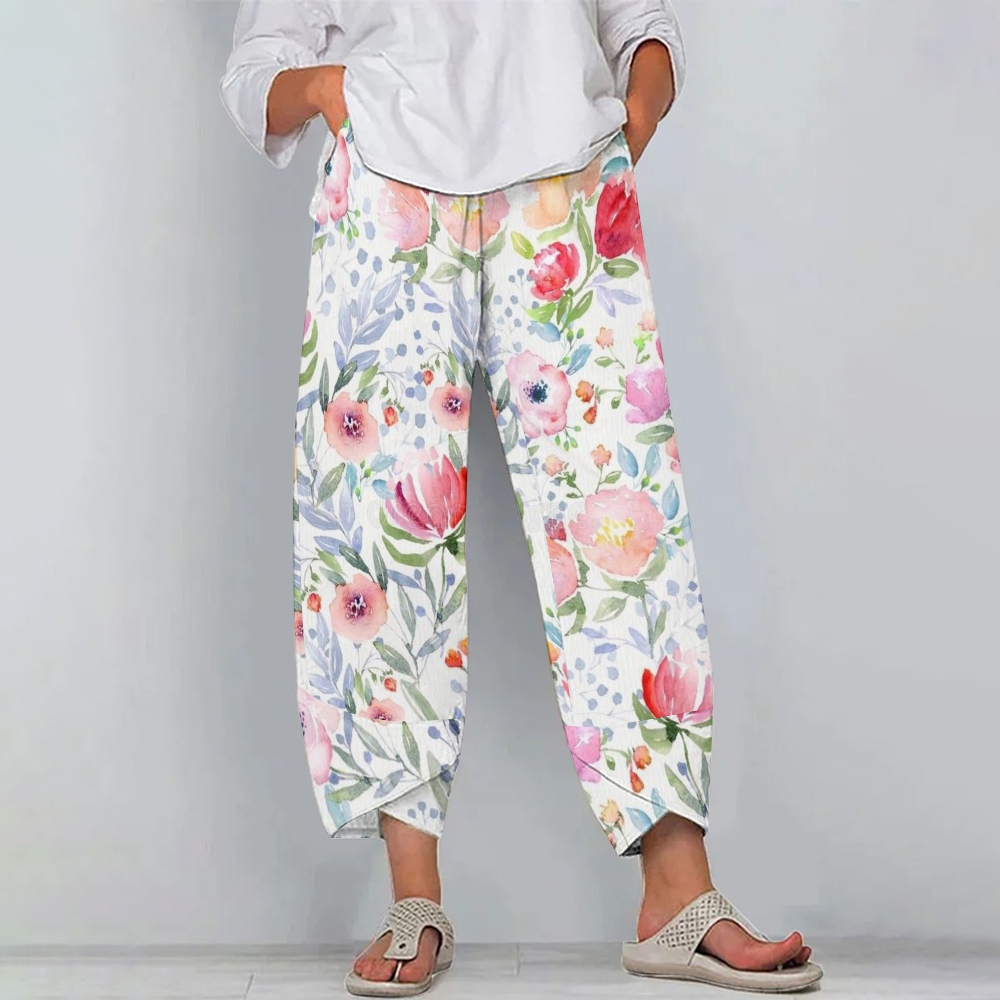 Women's Casual Flowers Printed Pants