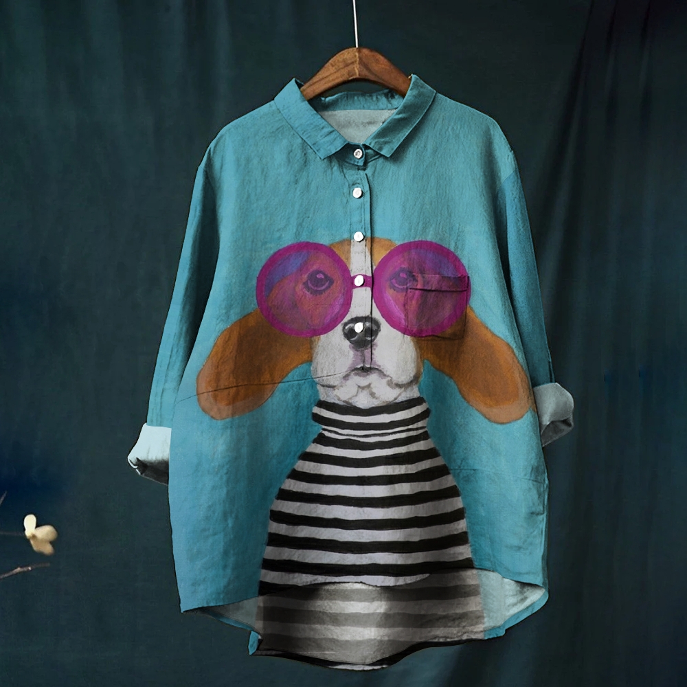 Women's Dog Print Casual Shirt