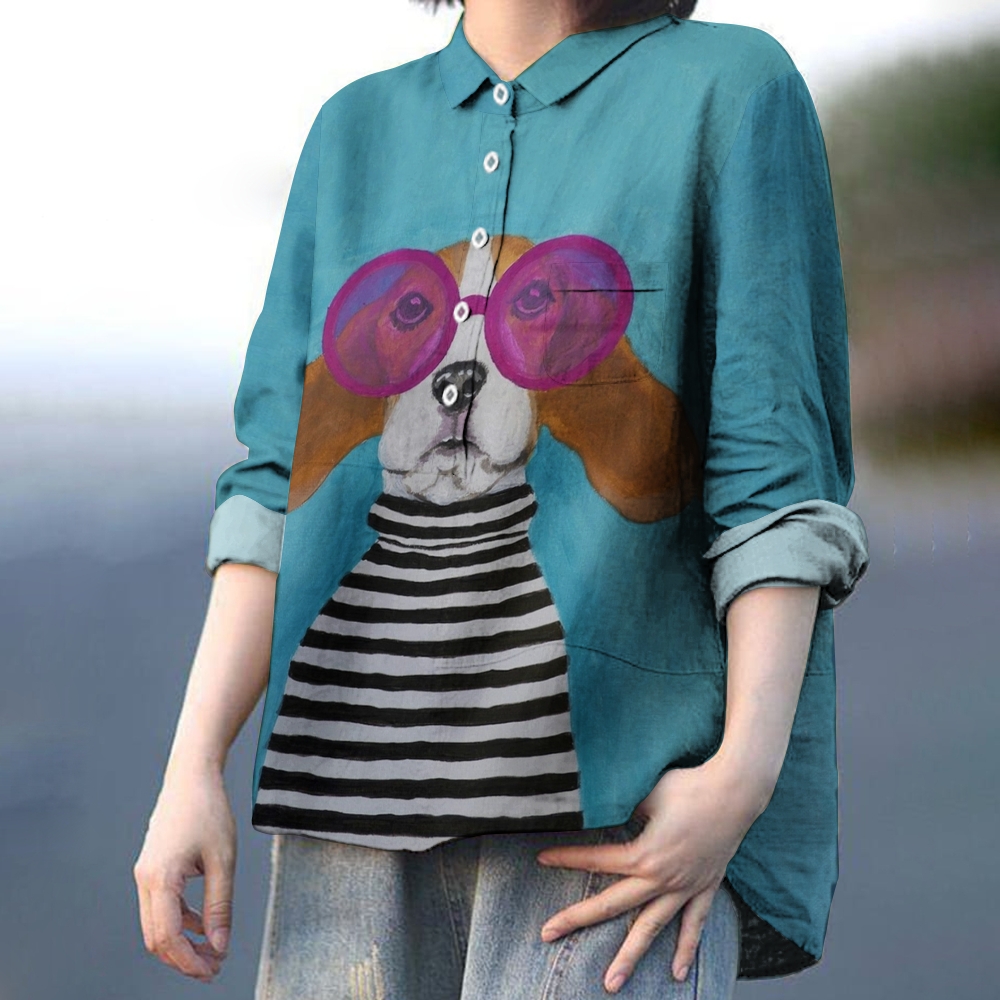 Women's Dog Print Casual Shirt