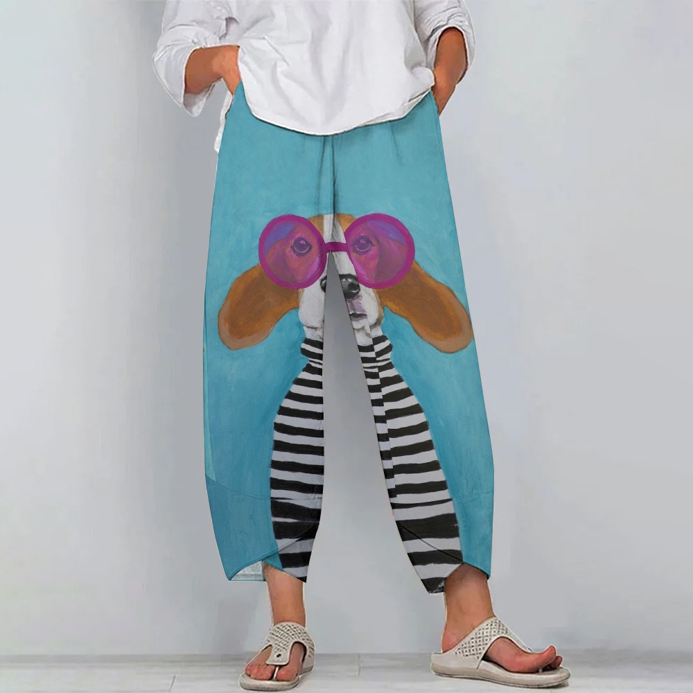 Women's Casual Dog Printed Pants