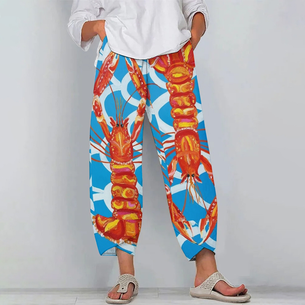 Women's Casual Lobster Printed Pants