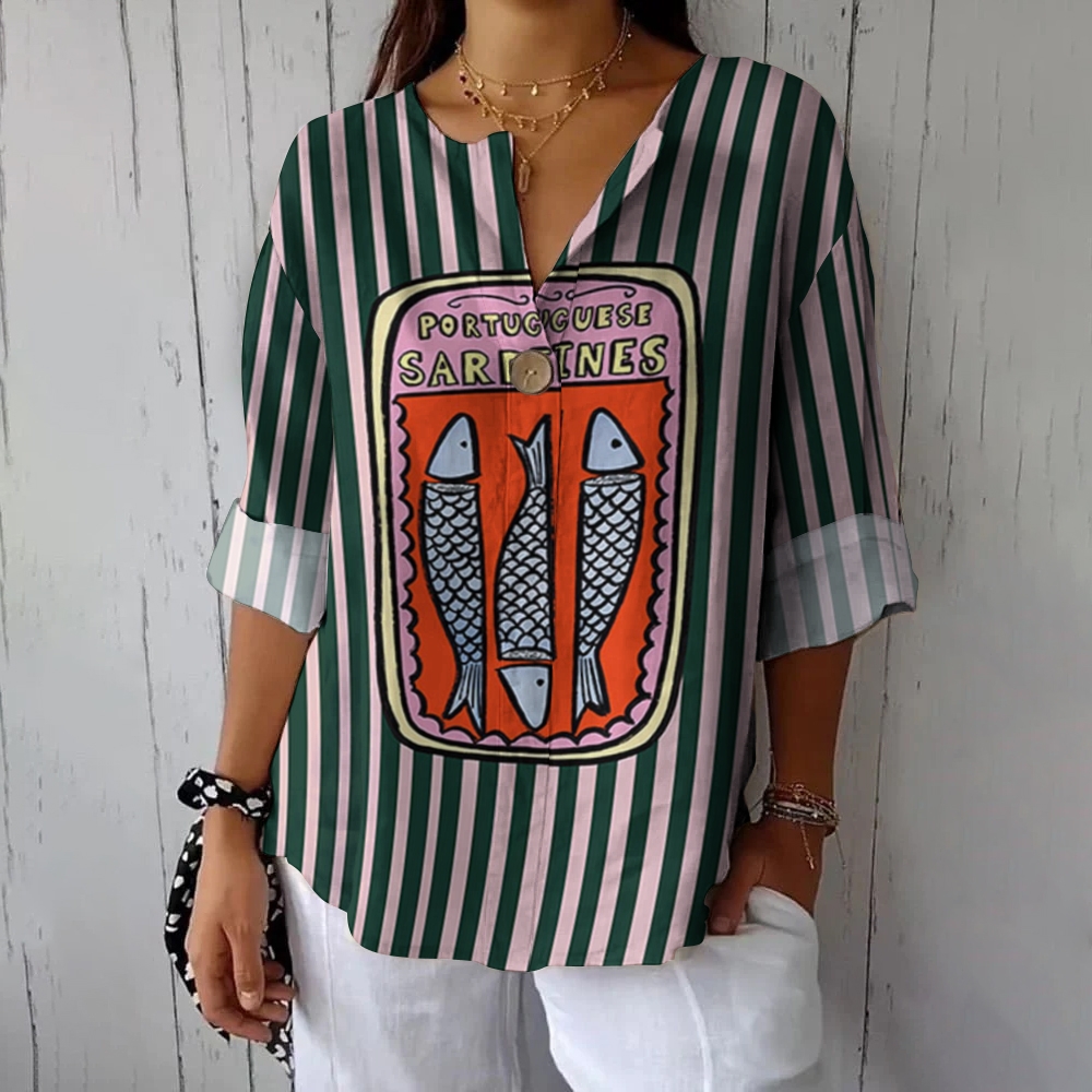 Women's FIsh Casual Cotton Linen Shirt