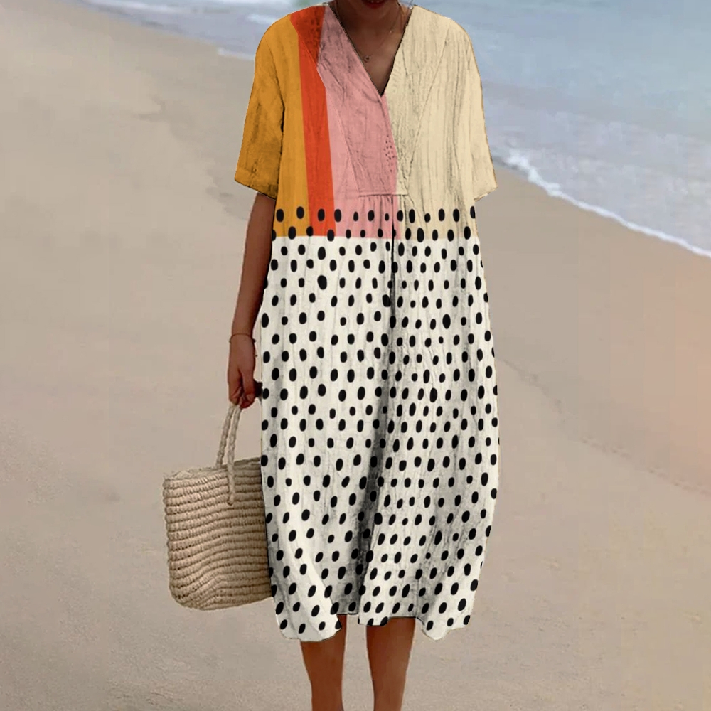 Women's Abstract Geometric Art Print Flowy   Dress