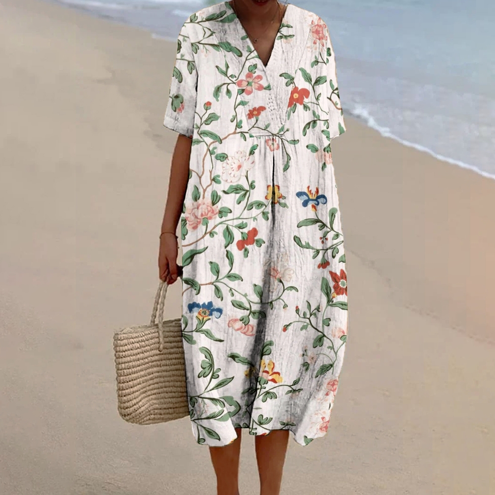 Women's Flowers Print Flowy   Dress