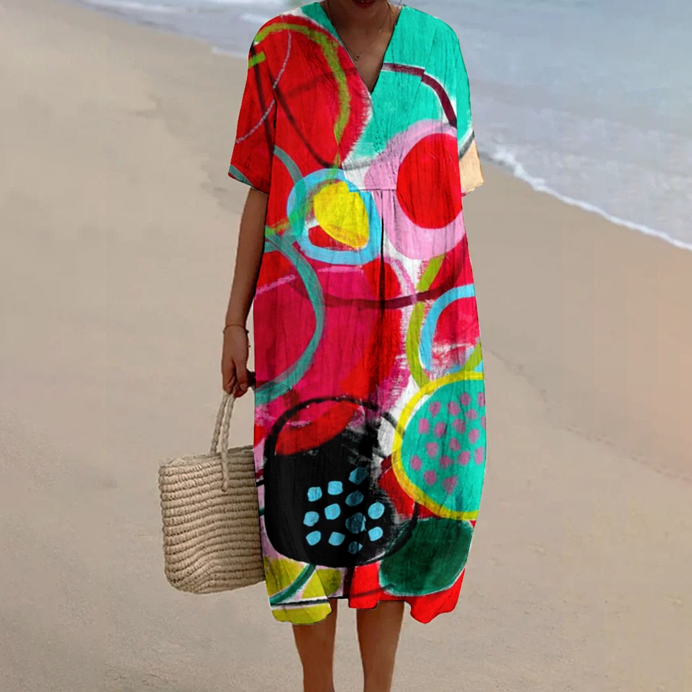 Women's Abstract Geometric Art Print   Dress