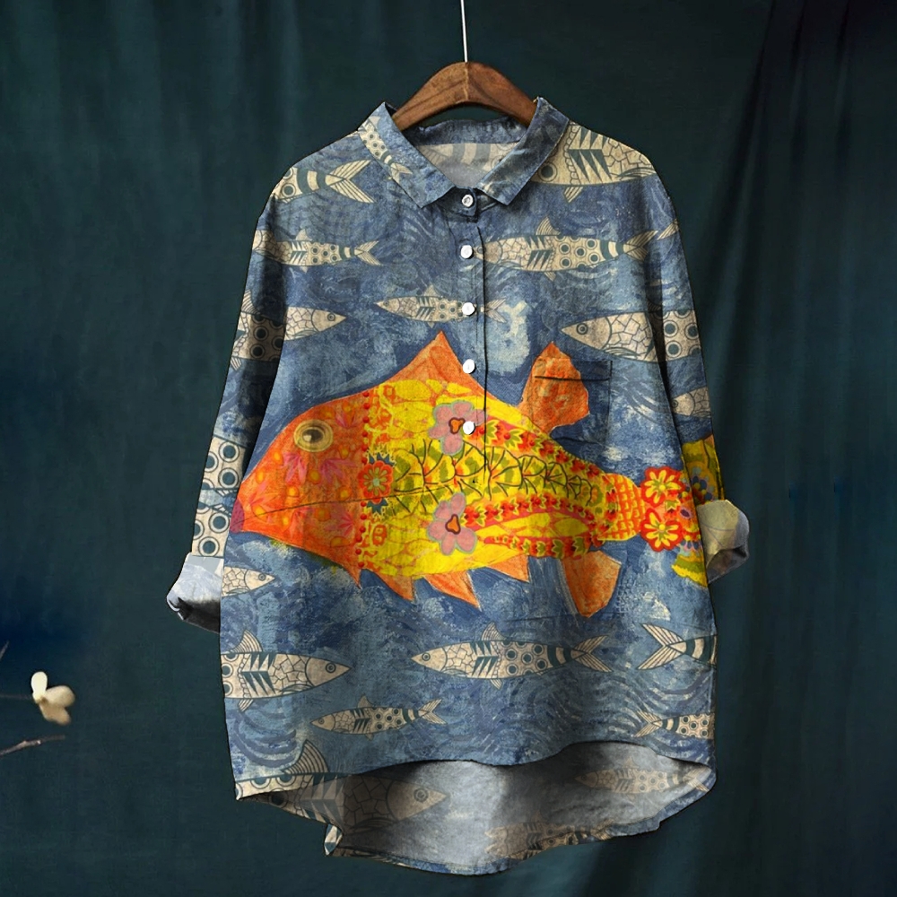 Women's Art Fish Print Casual Shirt
