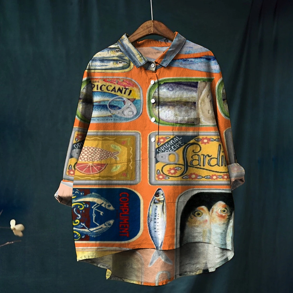 Women's Canned Sardines Print Casual Shirt