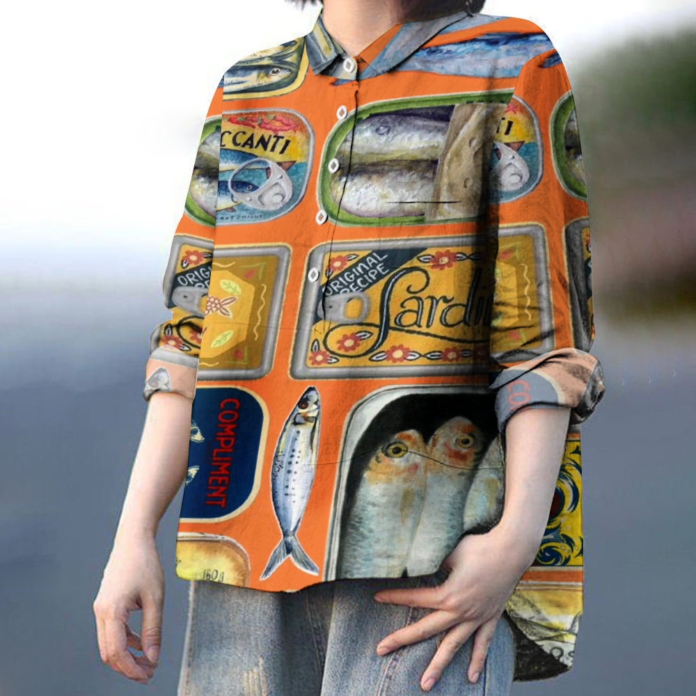 Women's Canned Sardines Print Casual Shirt