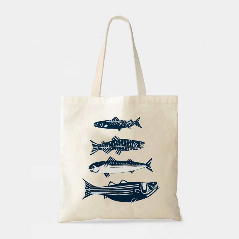 Fish Print Tote Bag