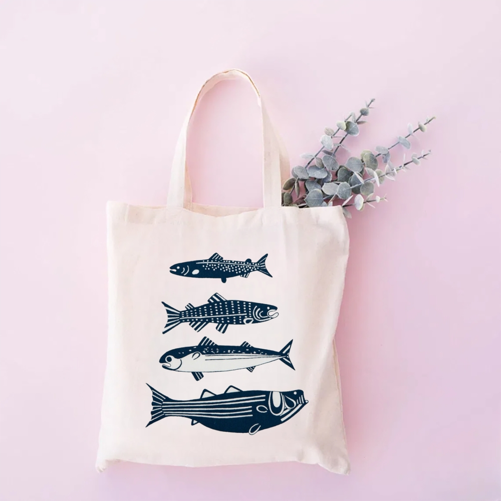 Fish Print Tote Bag
