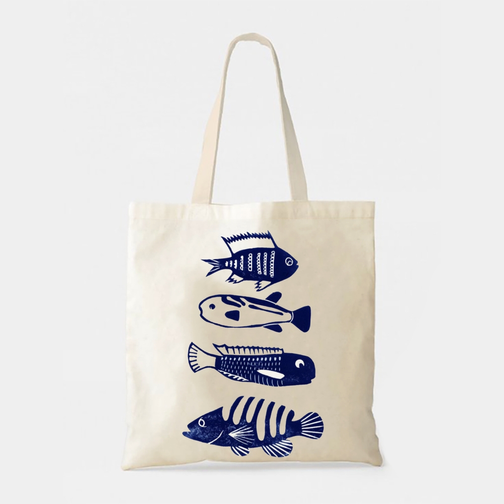 Fish Print Tote Bag