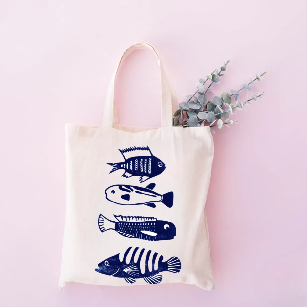 Fish Print Tote Bag