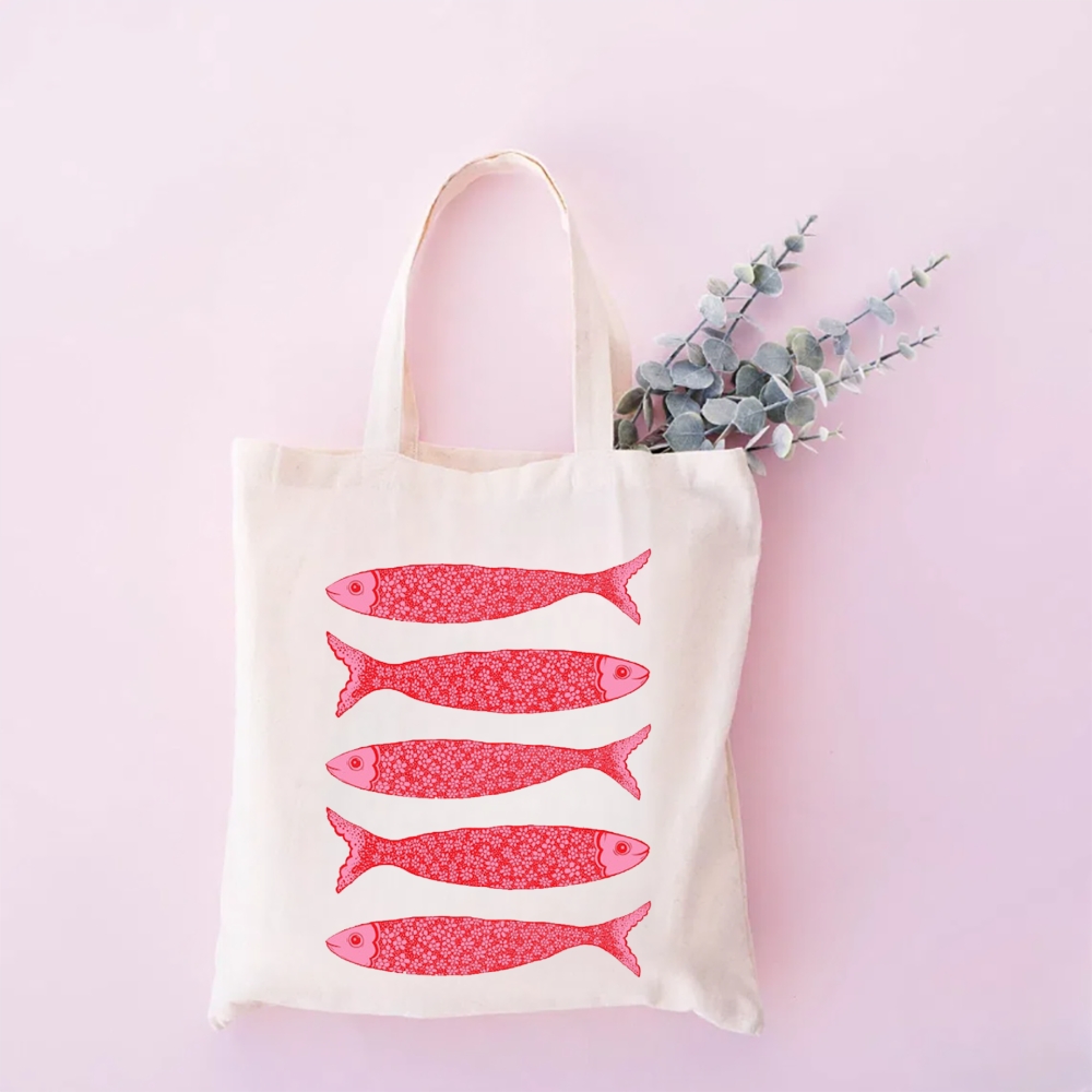 Vintage Fish Print Tote Bag